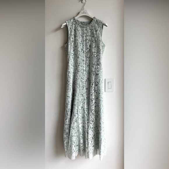 GREEN CORD LACE ROUND NECK MIDI DRESS - Picture 4 of 5
